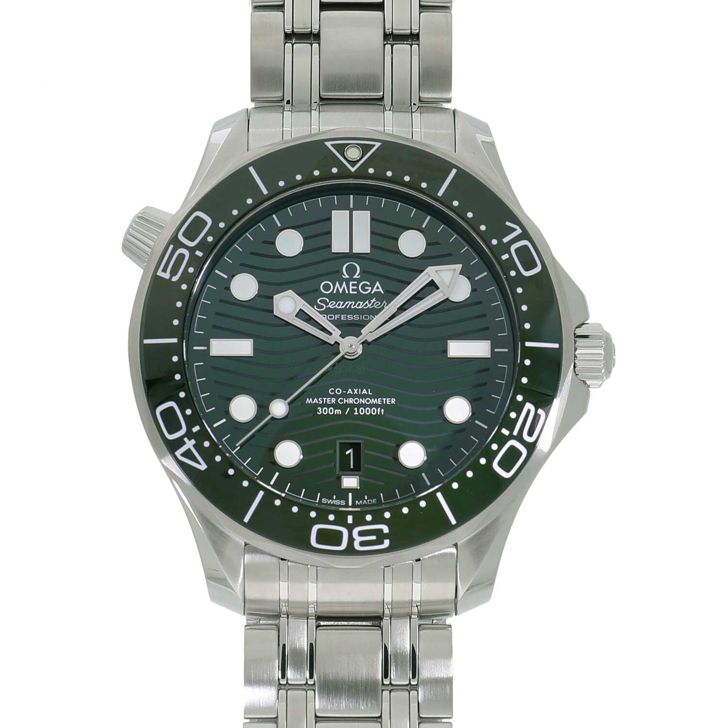 [新品]オメガ シーマスターダイバー300m コーアクシャル マスター クロノメーター 42mm 210.30.42.20.10.001 グリーン メンズ