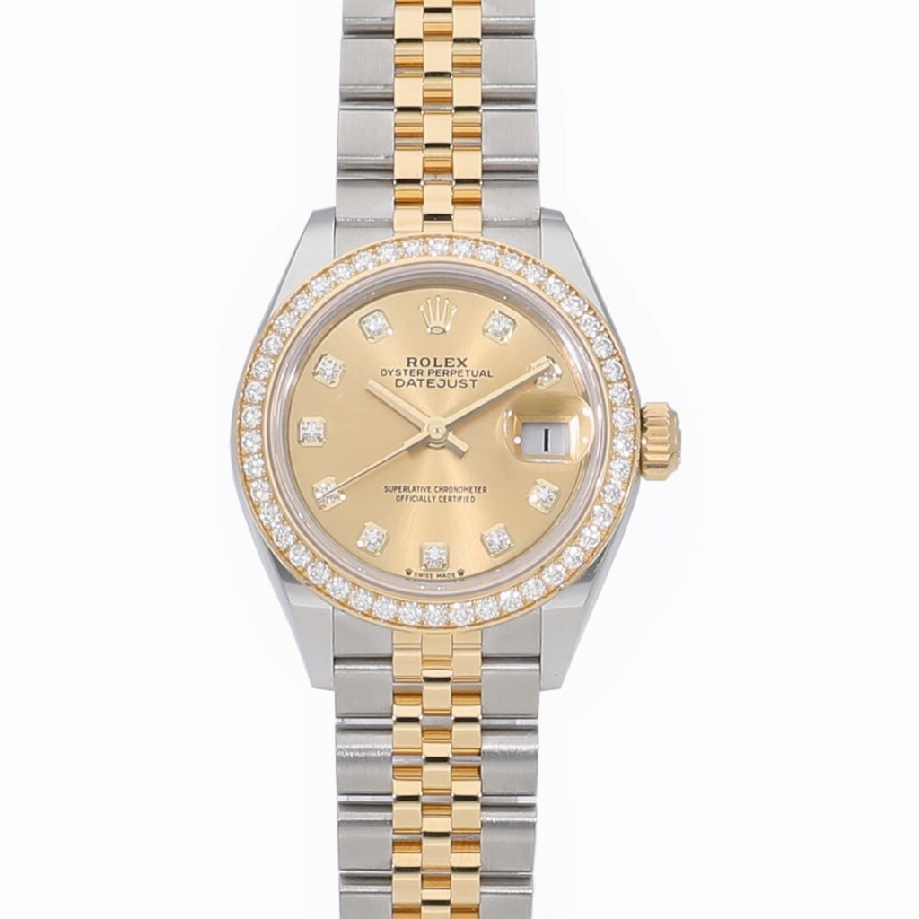 [未使用]ロレックス レディ デイトジャスト 28 シャンパン×10Pダイヤ 279383RBR ランダム レディース