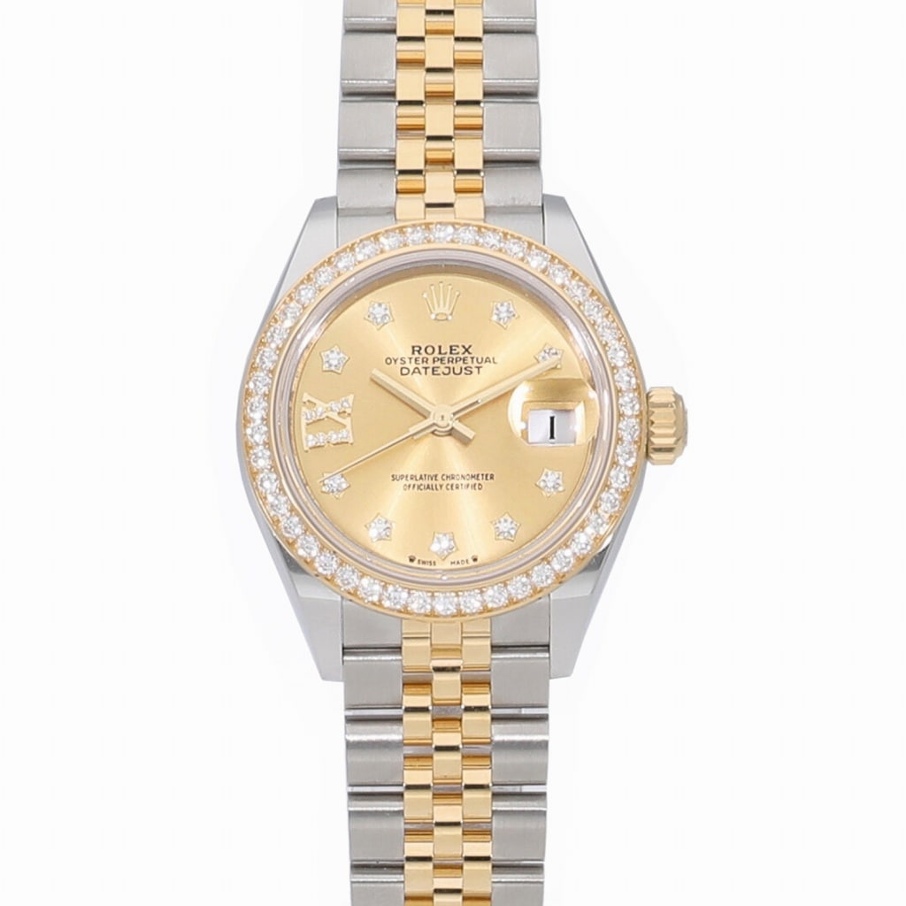 [未使用]ロレックス レディ デイトジャスト 28 シャンパン × 9Pスター/IXダイヤ 279383RBR ランダム レディース
