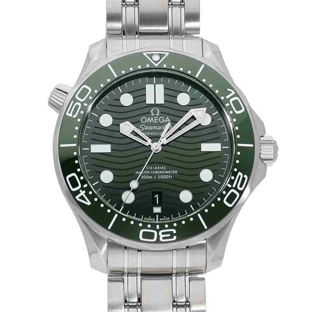 [未使用]オメガ シーマスターダイバー300m マスターコーアクシャル クロノメーター 42mm グリーン 210.30.42.20.10.001 メンズ