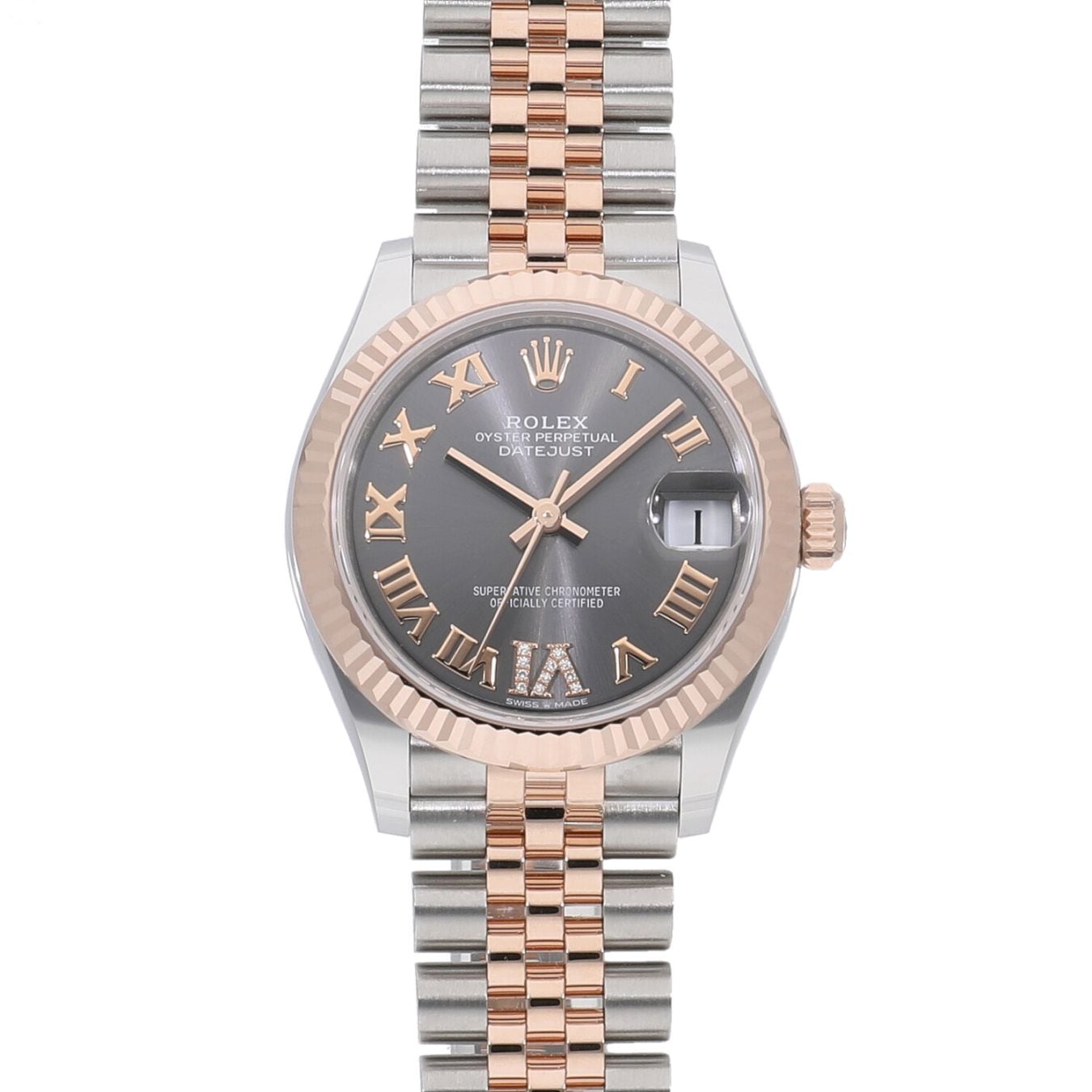 [新品]ロレックス デイトジャスト 31 278271 スレートローマ×VIダイヤ ユニセックス