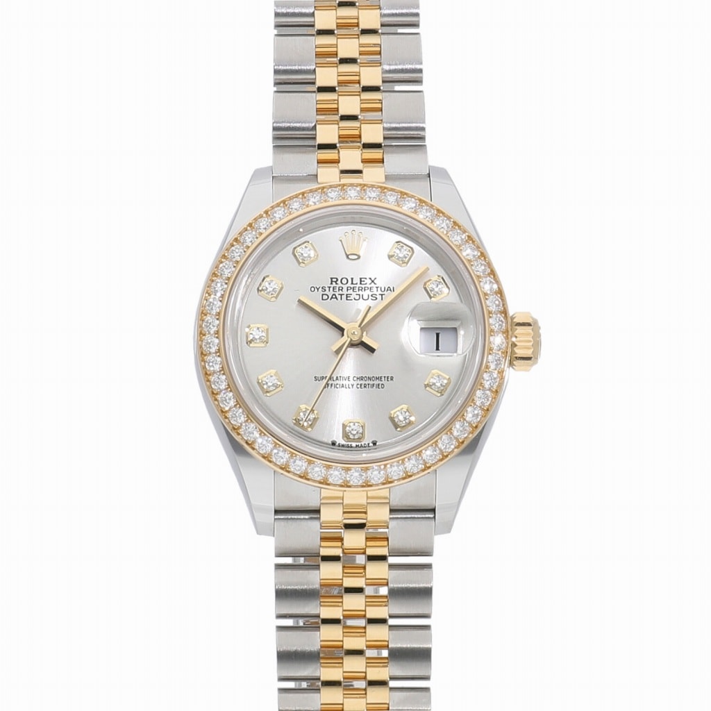 [未使用]ロレックス レディ デイトジャスト 28 シルバー×10Pダイヤ 279383RBR ランダム レディース