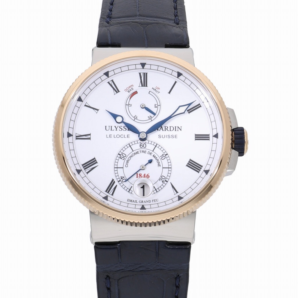 [中古]ユリスナルダン マリーン クロノメーター マニュファクチュール 43 ホワイト 1185-126 メンズ