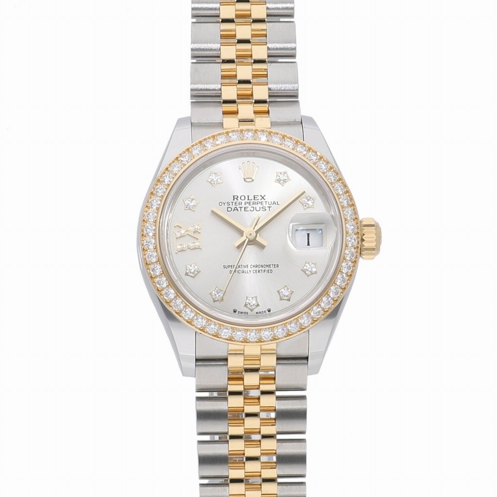 [未使用]ロレックス レディ デイトジャスト 28 シルバー×9Pスター/IXダイヤ 279383RBR ランダム レディース