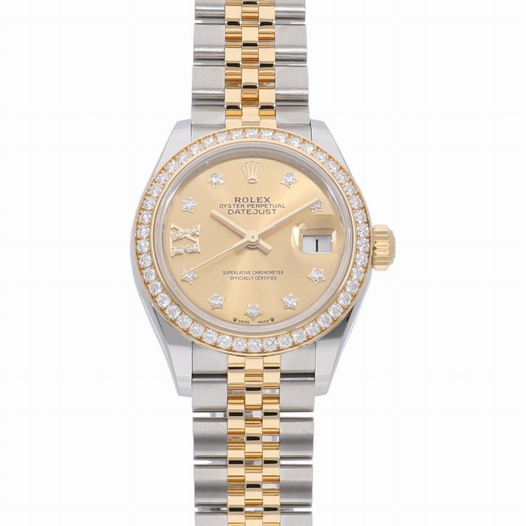 [未使用]ロレックス レディ デイトジャスト 28 シャンパン × 9Pスター/IXダイヤ 279383RBR ランダム レディース