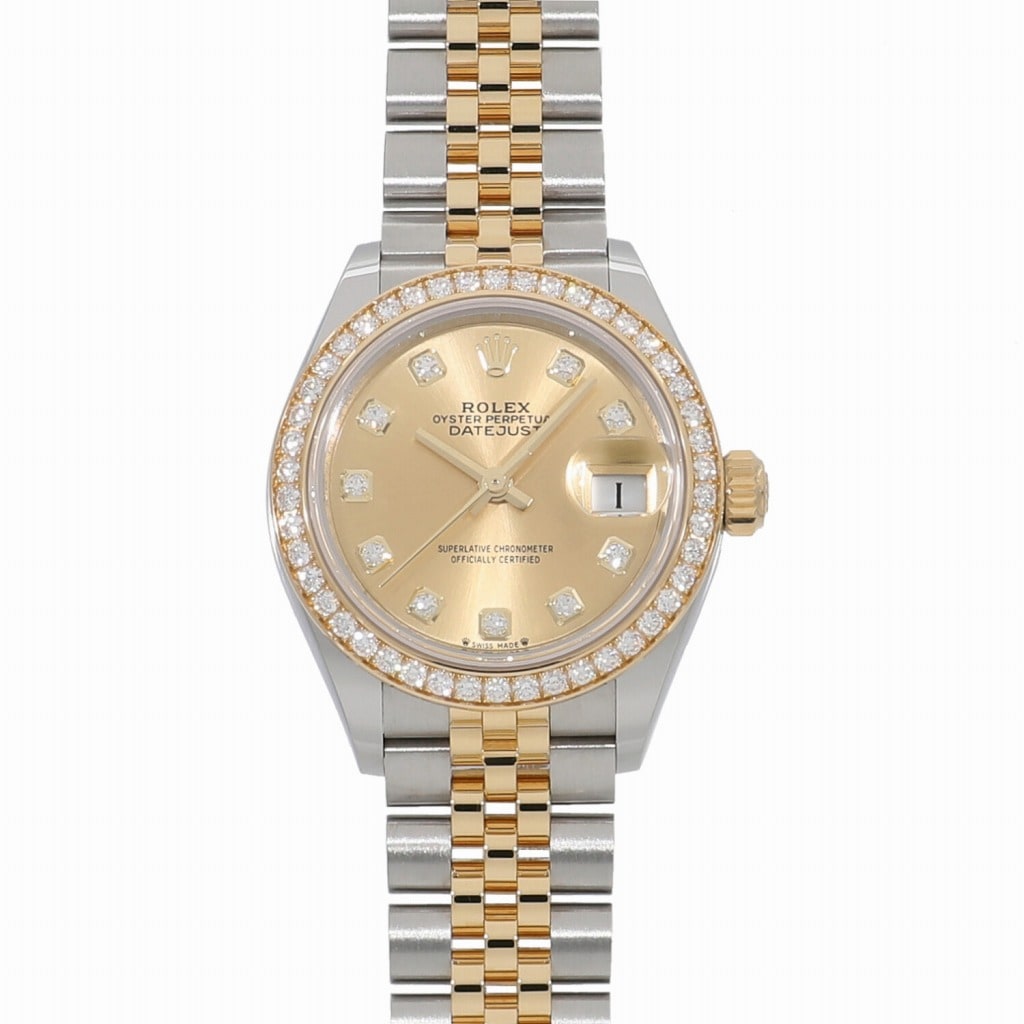 [新品]ロレックス レディ デイトジャスト 28 シャンパン×10Pダイヤ 279383RBR レディース