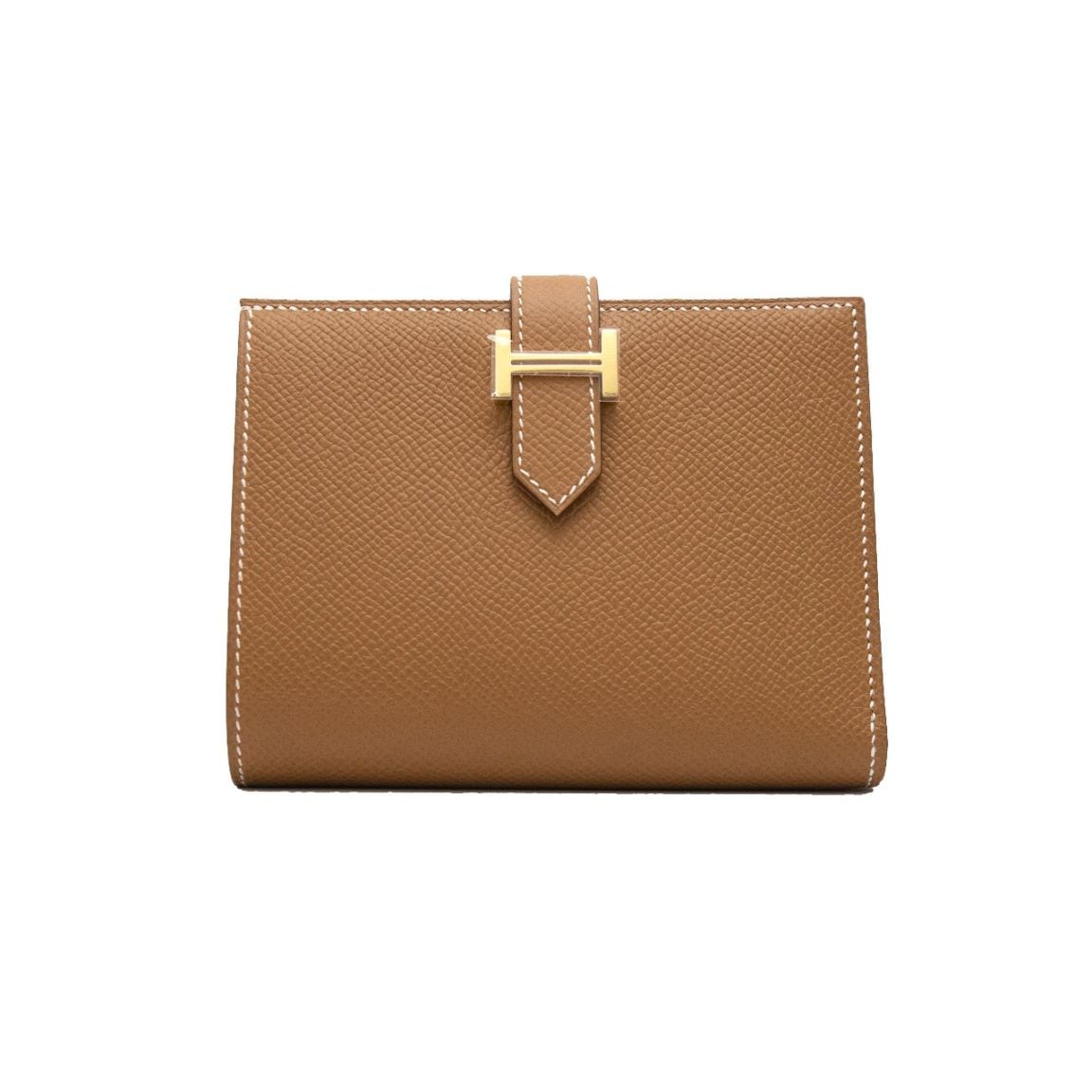 [新品]エルメス ベアン コンパクト ヴォーエプソン ゴールド ゴールド金具