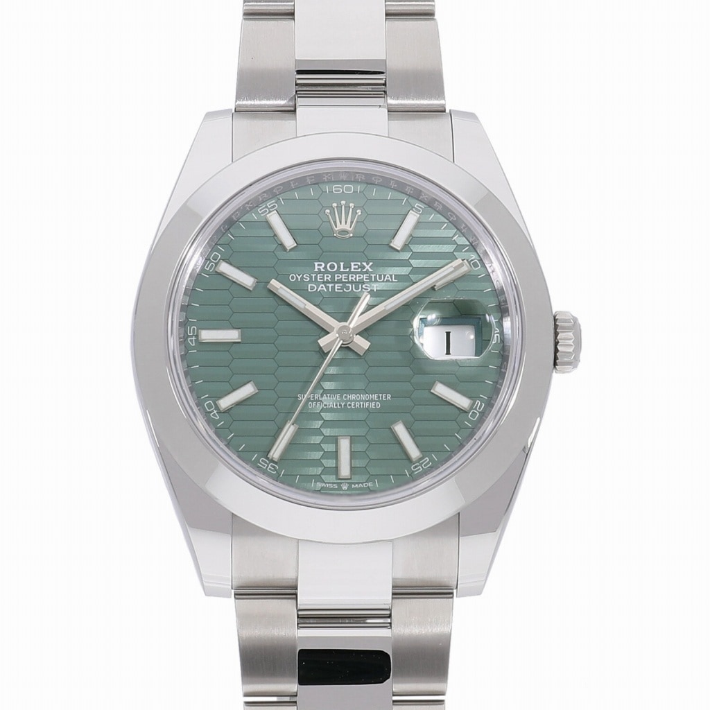 [未使用]ロレックス デイトジャスト 41 ミントグリーン フルーテッドモチーフ 126300 ランダム メンズ