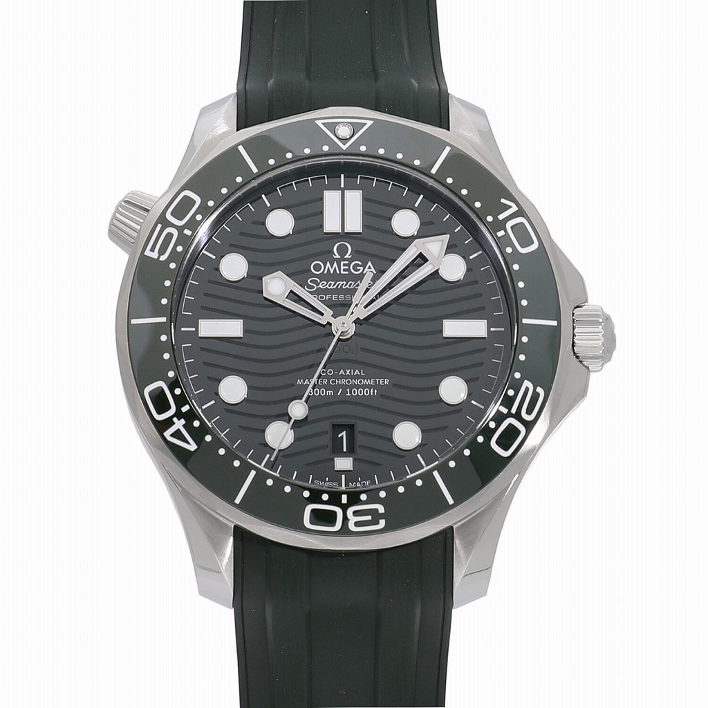 [未使用]オメガ シーマスターダイバー300m マスターコーアクシャル クロノメーター グリーン 210.32.42.20.10.001 メンズ