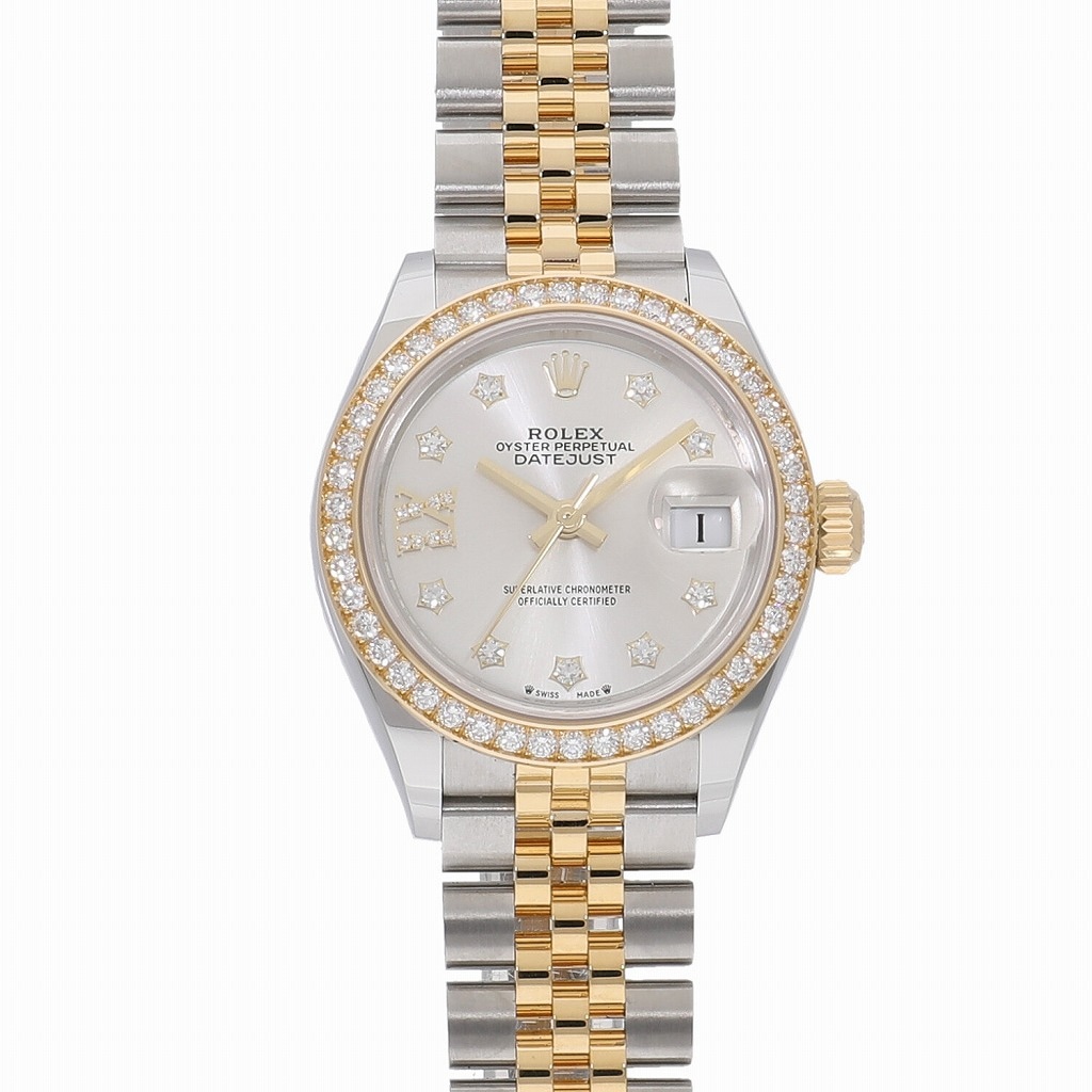 [未使用]ロレックス レディ デイトジャスト 28 シルバー×9Pスター/IXダイヤ 279383RBR ランダム レディース