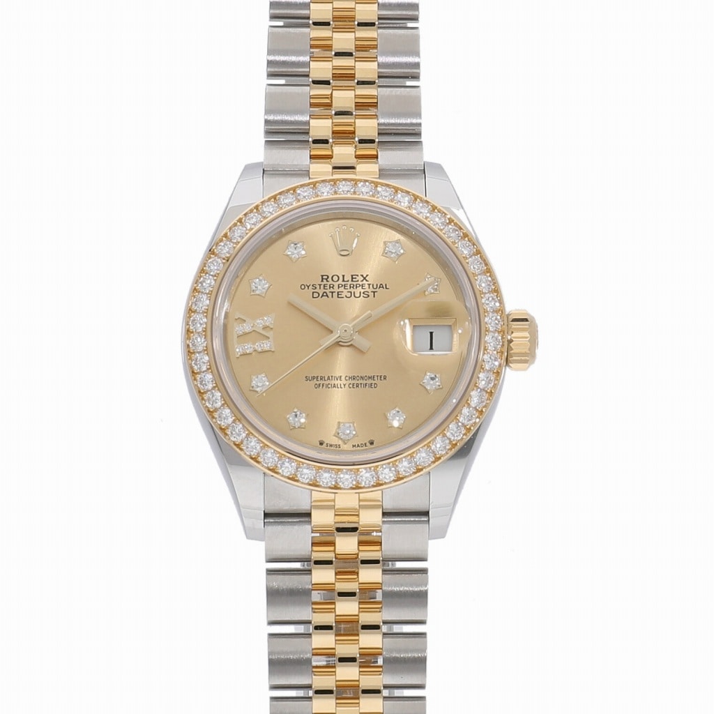 [未使用]ロレックス 	レディ デイトジャスト 28 シャンパン×9Pスター/IXダイヤ 279383RBR ランダム レディース