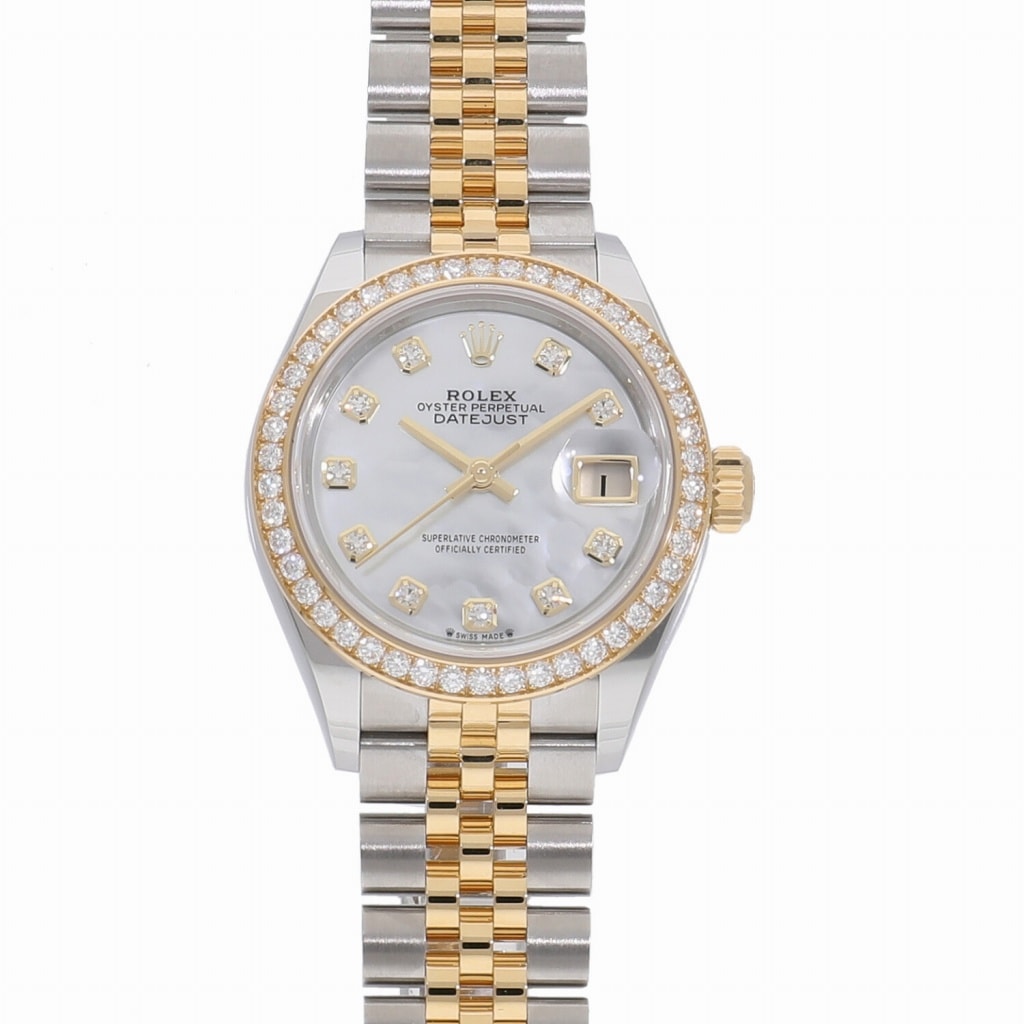 [未使用]ロレックス レディ デイトジャスト 28 ホワイトシェル×10Pダイヤ 279383RBR ランダム レディース