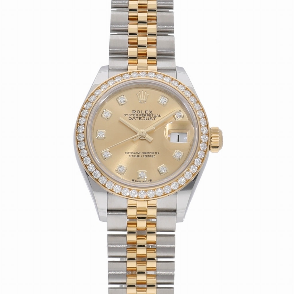 [未使用]ロレックス レディ デイトジャスト 28 シャンパン×10Pダイヤ 279383RBR ランダム レディース