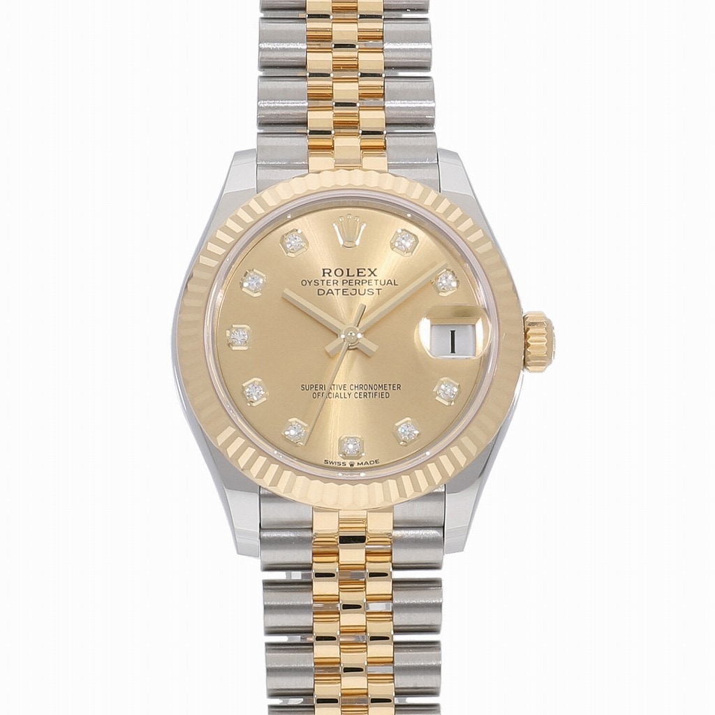 [未使用]ロレックス デイトジャスト31 シャンパン×10Pダイヤ 278273G ランダム ユニセックス