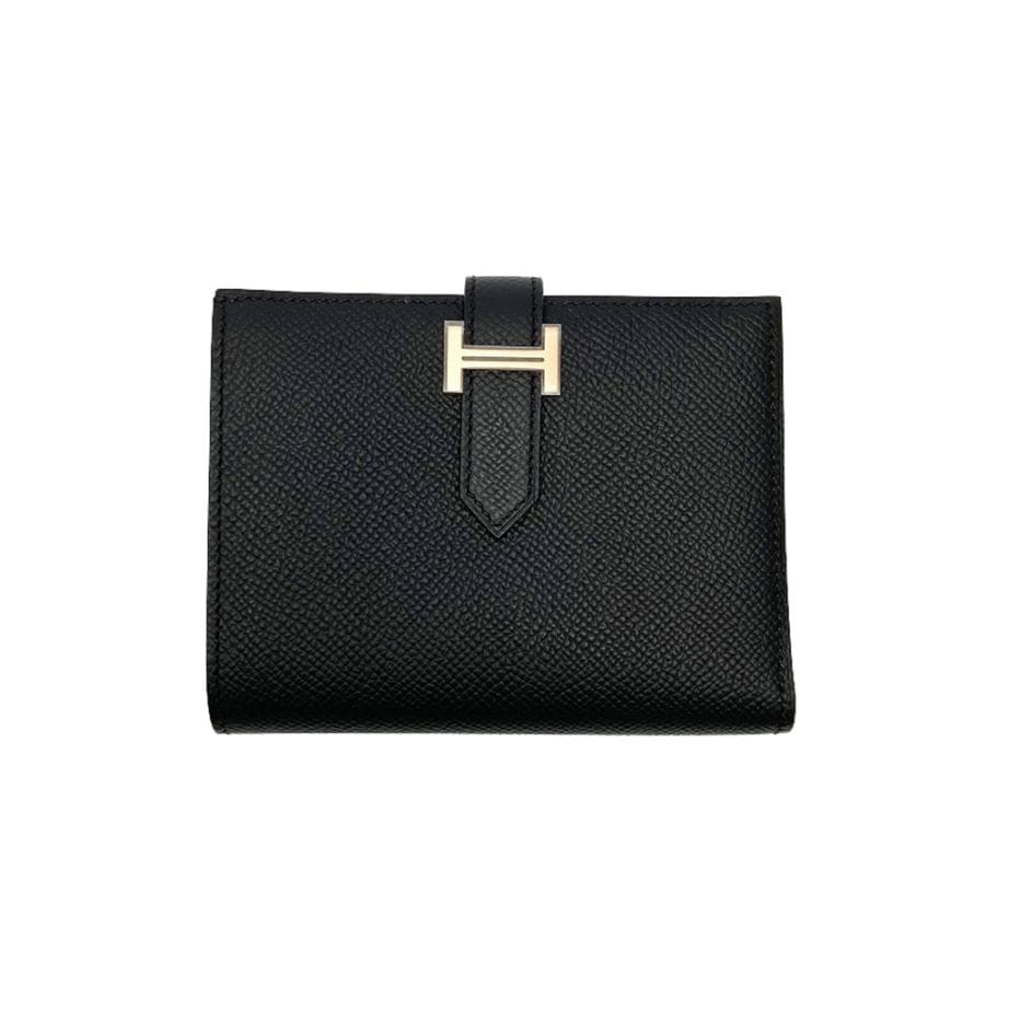 [新品]エルメス ベアン コンパクト ヴォーエプソン ノワール ピンクゴールド金具