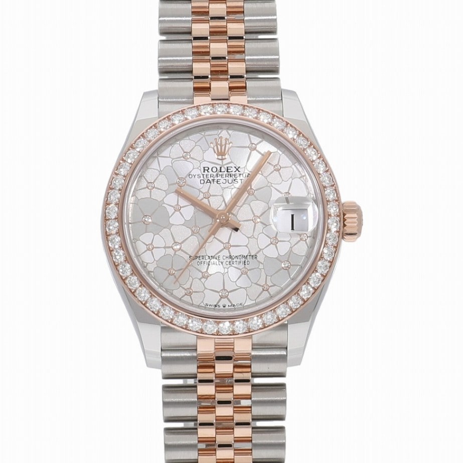 [未使用]ロレックス デイトジャスト 31 シルバーフローラルモチーフ 278381RBR ランダム ユニセックス