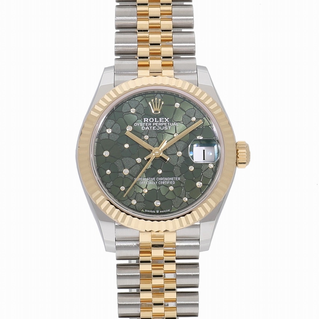 [未使用]ロレックス デイトジャスト31 オリーブグリーンフローラルモチーフ 278273G ユニセックス
