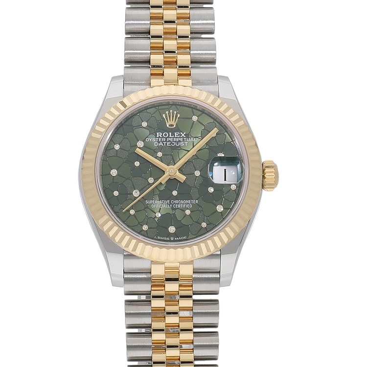 [中古]ロレックス デイトジャスト31 オリーブグリーンフローラルモチーフ 278273G レディース