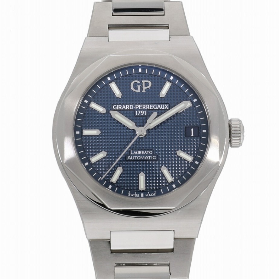 [未使用]ジラールペルゴ ロレアート 42MM ブルー 81010-11-431-11A メンズ
