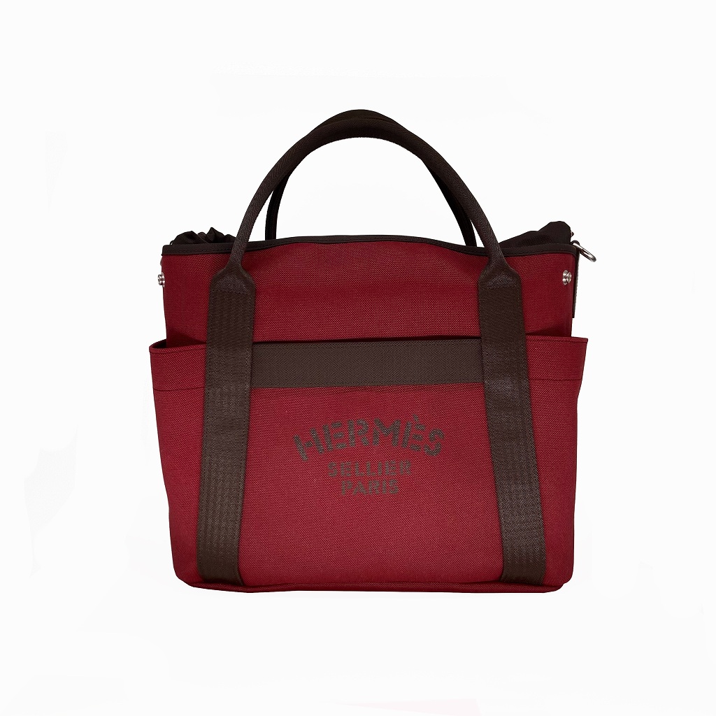 [新品]エルメス サックドパンサージュ グルーム ルージュアッシュ×ショコラ シルバー金具 トートバッグ