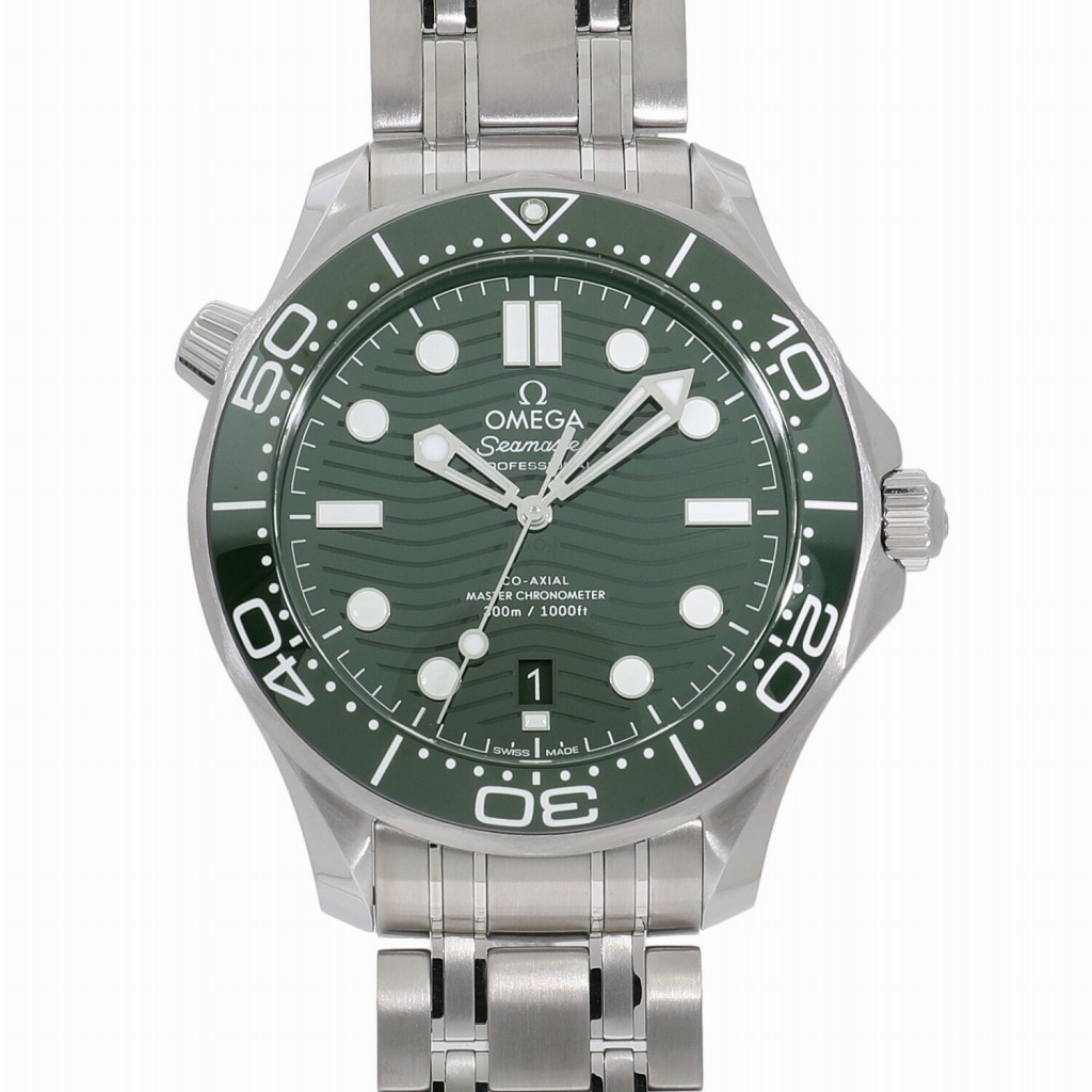 [未使用]オメガ シーマスターダイバー300m コーアクシャル マスター クロノメーター 42mm グリーン 210.30.42.20.10.001 メンズ