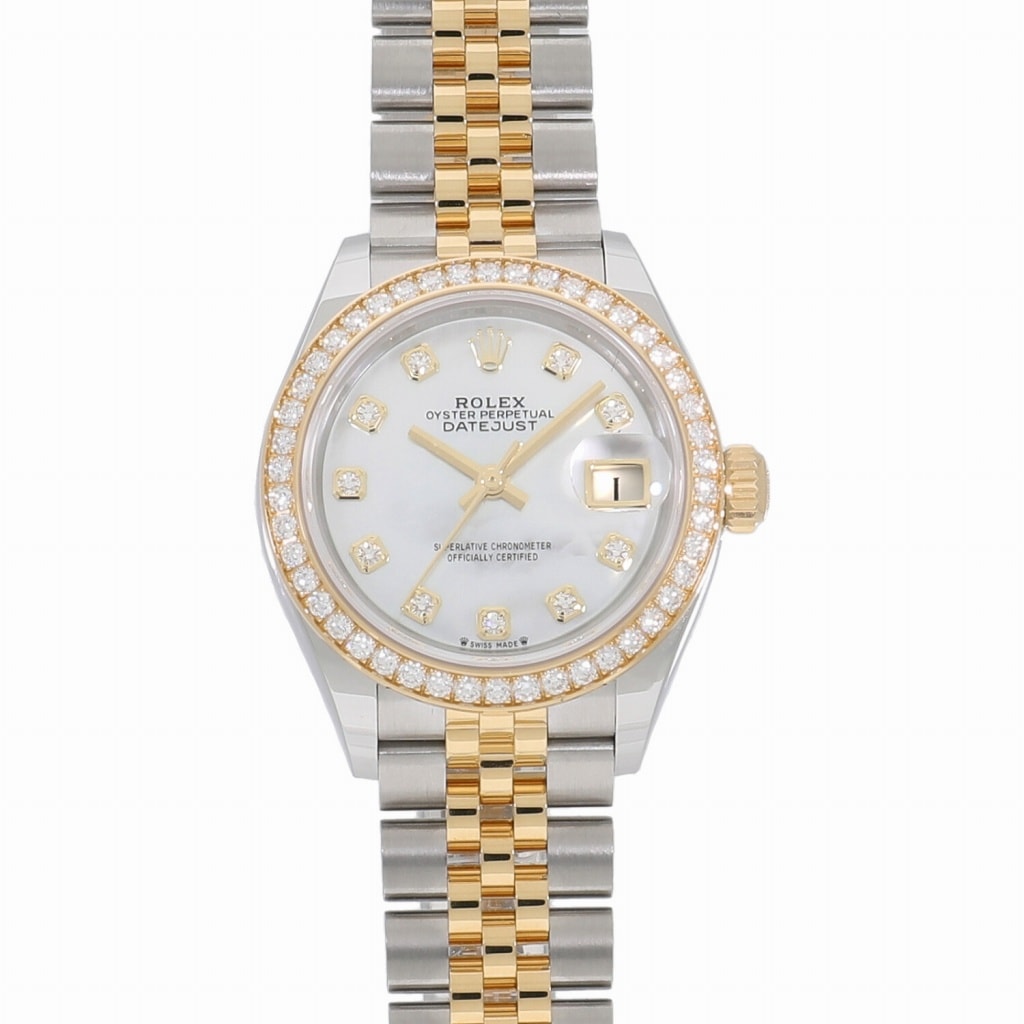 [未使用]ロレックス レディ デイトジャスト 28 ホワイトシェル×10Pダイヤ 279383RBR ランダム レディース