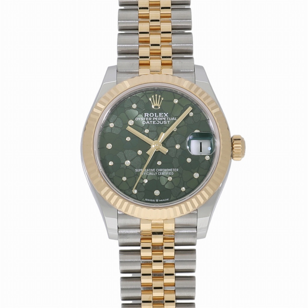 [新品]ロレックス デイトジャスト31 オリーブグリーンフローラルモチーフ 278273G レディース