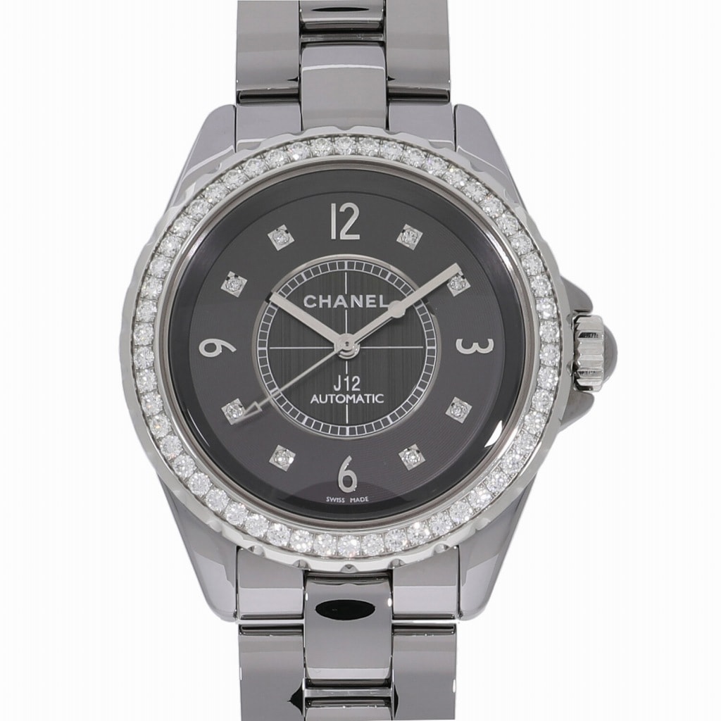 [中古]シャネル J12 クロマティック ベゼルダイヤモンド グレー×8Pダイヤ H2566 メンズ