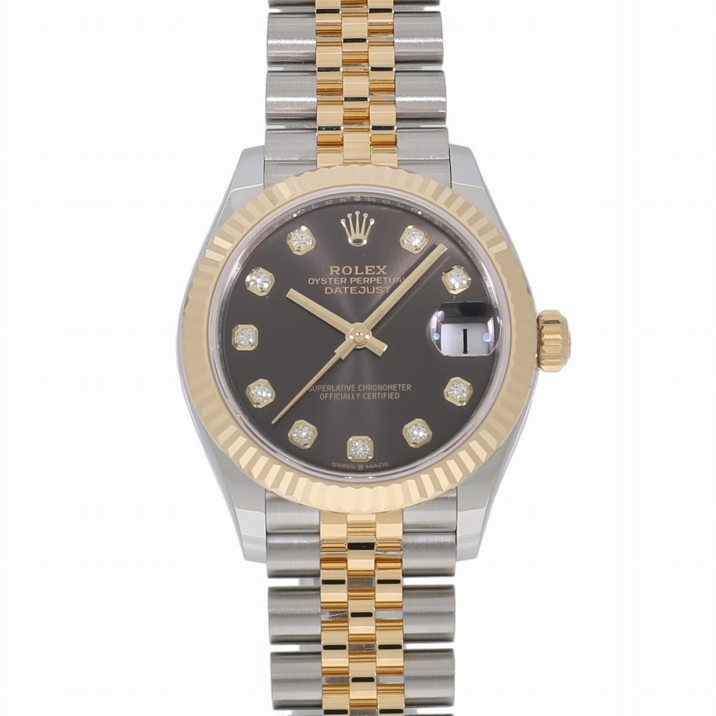 [未使用]ロレックス デイトジャスト31 ダークグレー×10Pダイヤ 278273G ランダム ユニセックス