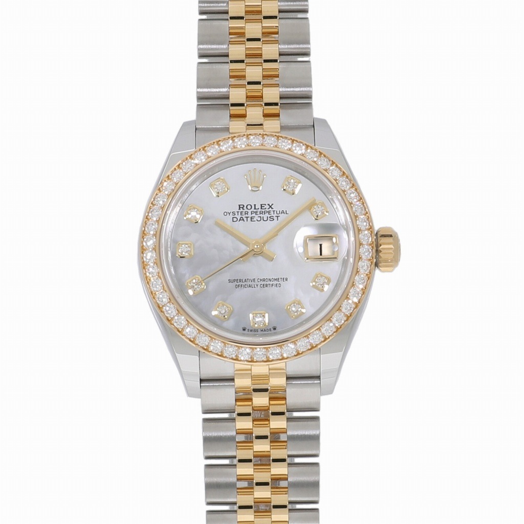 [未使用]ロレックス レディ デイトジャスト 28 ホワイトシェル×10Pダイヤ 279383RBR ランダム レディース