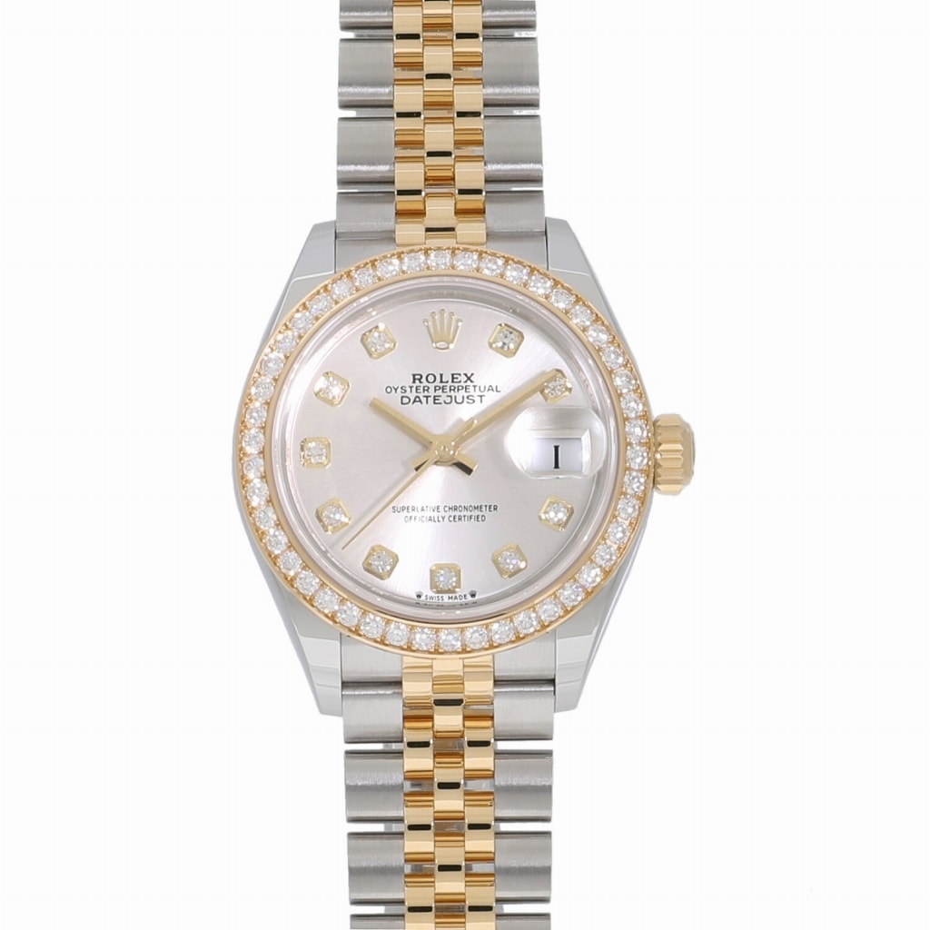 [未使用]ロレックス レディ デイトジャスト 28 シルバー×10Pダイヤ 279383RBR ランダム レディース