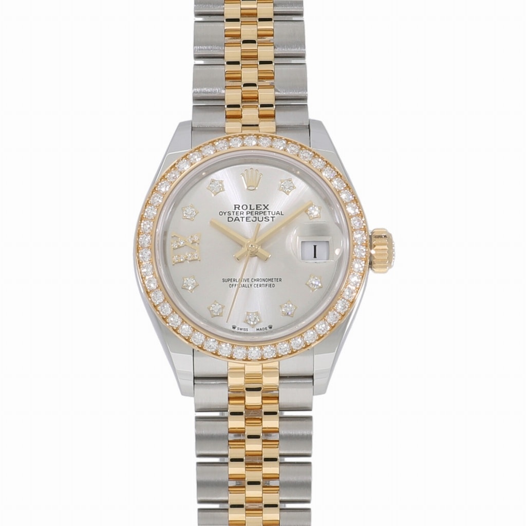 [未使用]ロレックス レディ デイトジャスト 28 シルバー×9Pスター/IXダイヤ 279383RBR ランダム レディース