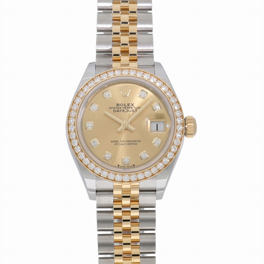 [未使用]ロレックス レディ デイトジャスト 28 279383RBR シャンパン×10Pダイヤ レディース