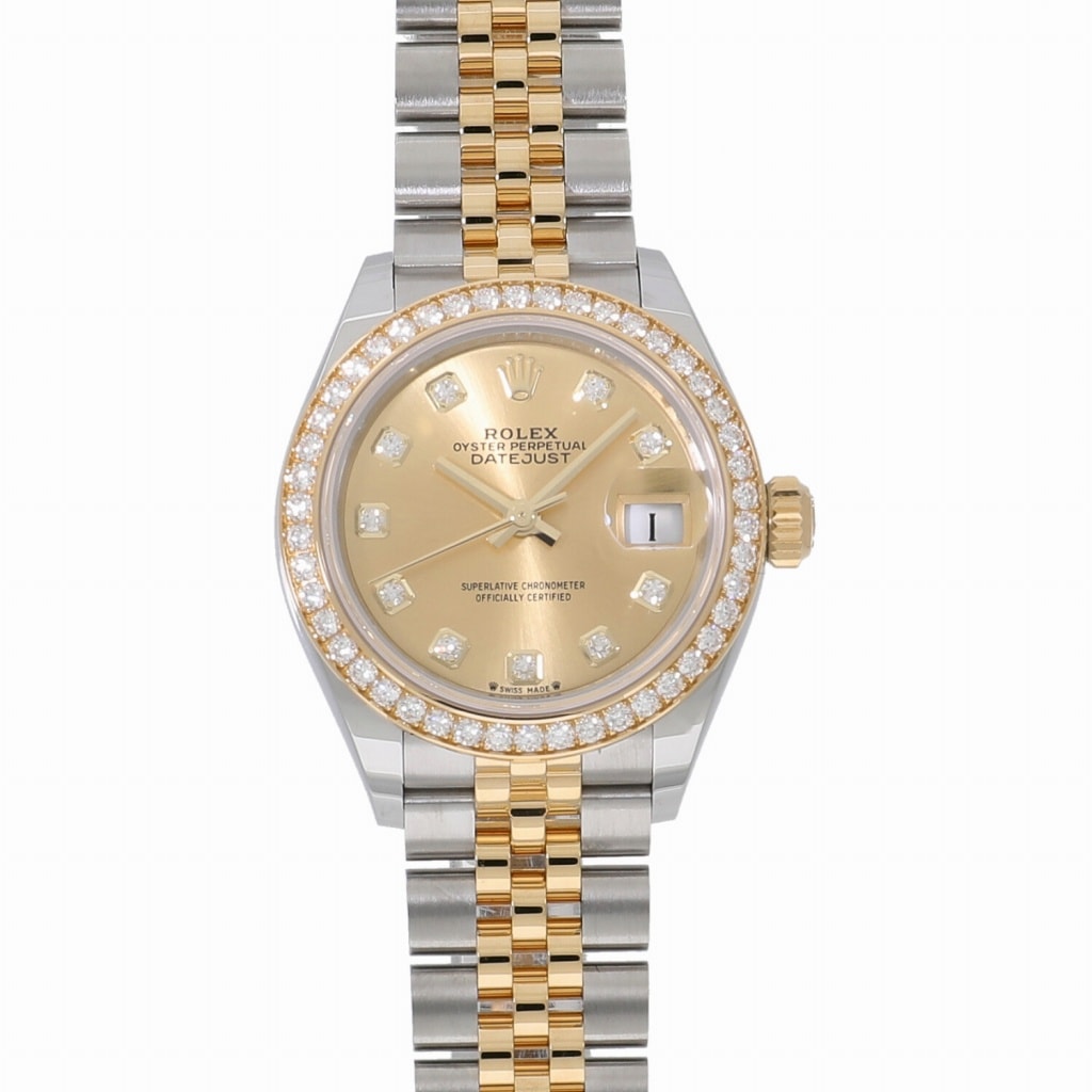 [未使用]ロレックス レディ デイトジャスト 28 279383RBR ランダム シャンパン×10Pダイヤ レディース