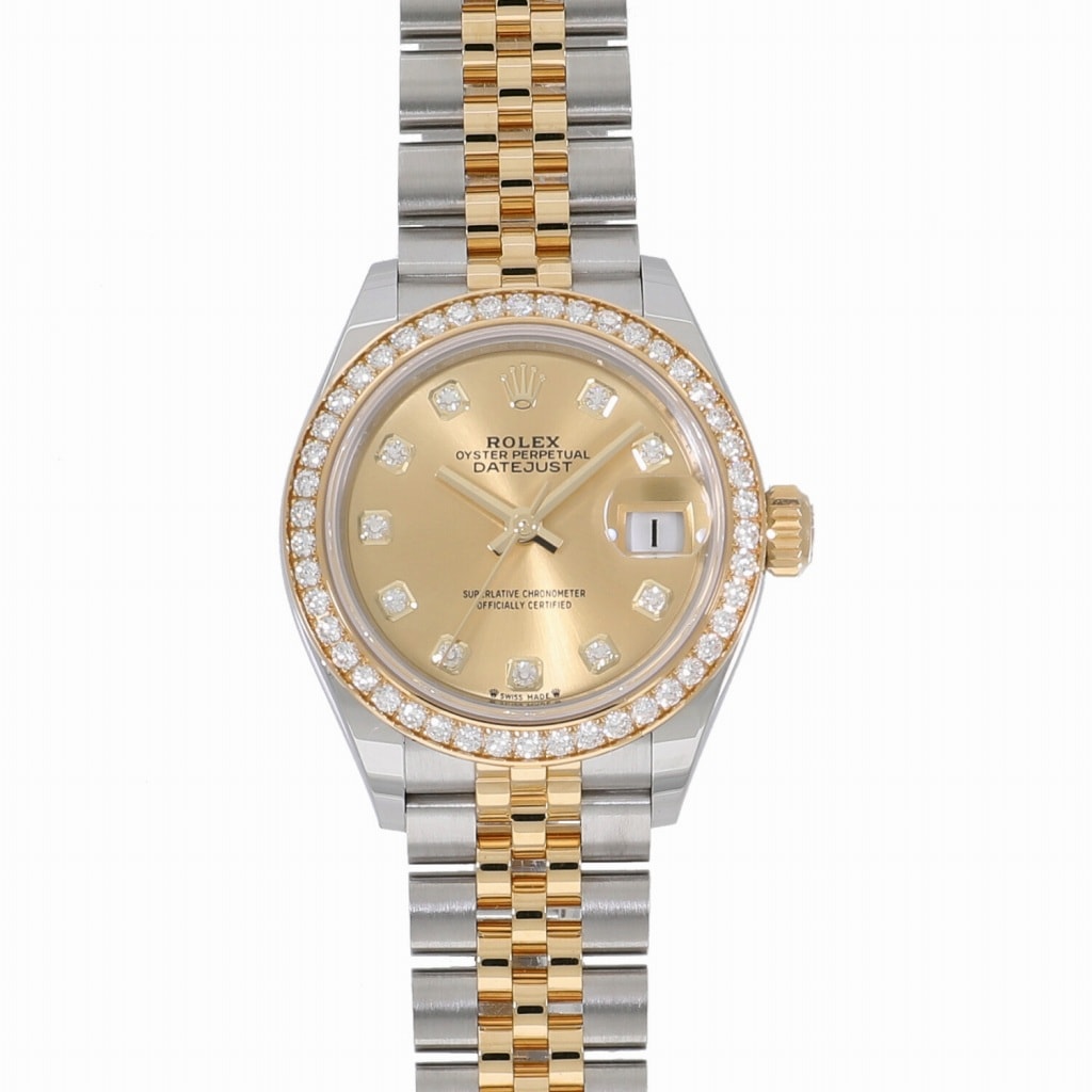 [未使用]ロレックス レディ デイトジャスト 28 279383RBR ランダム シャンパン×10Pダイヤ レディース