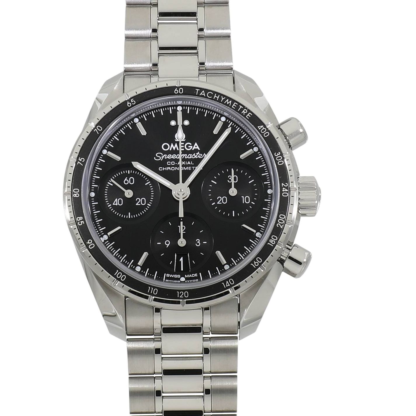 [新品]オメガ スピードマスター 38 コーアクシャル クロノメーター クロノグラフ 324.30.38.50.01.001 ブラック ユニセックス