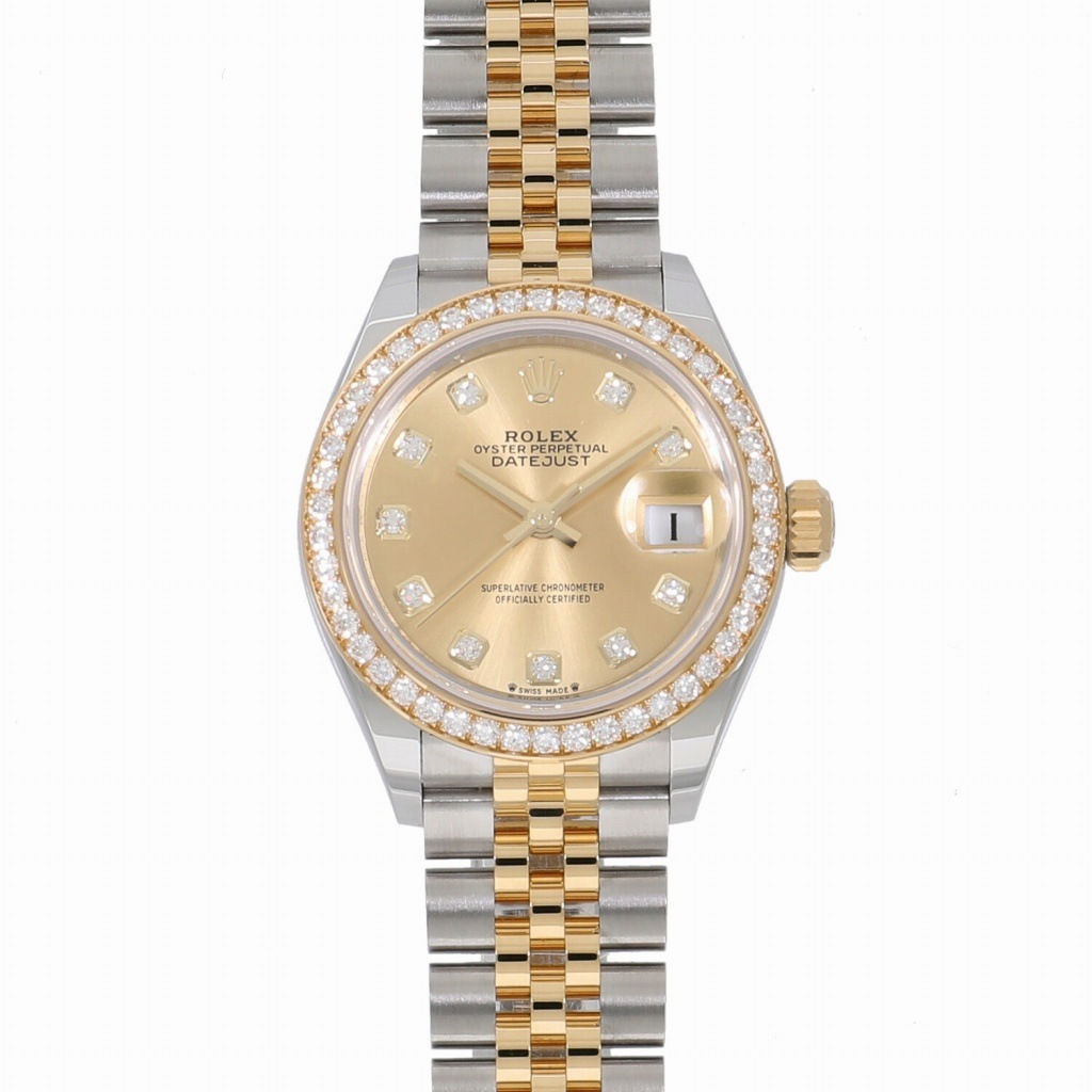 [未使用]ロレックス レディ デイトジャスト 28 279383RBR ランダム シャンパン×10Pダイヤ レディース