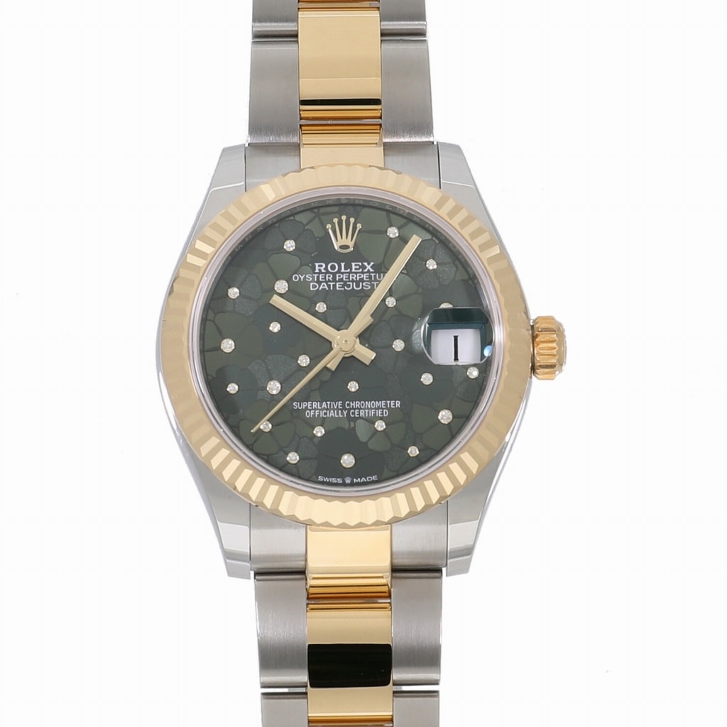 [未使用]ロレックス デイトジャスト31 278273 ランダム オリーブグリーン フローラルモチーフ ユニセックス