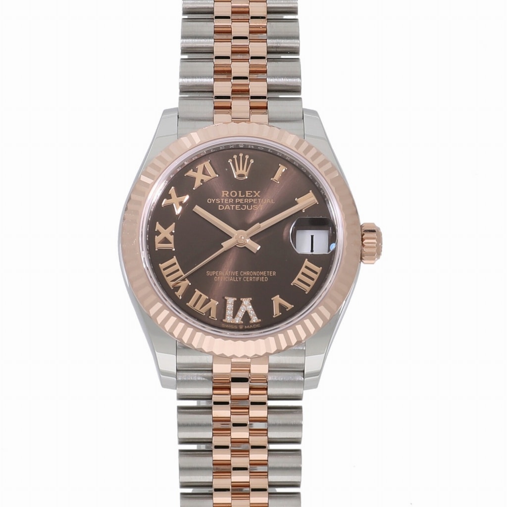 [未使用]ロレックス デイトジャスト 31 278271 ランダム チョコレート×VIダイヤ ユニセックス