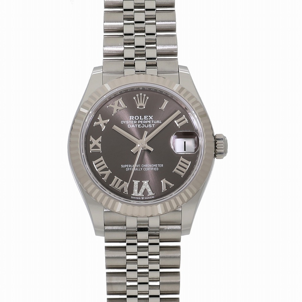 [未使用]ロレックス デイトジャスト 31 278274 ランダム ダークグレー×Ⅵダイヤ ユニセックス