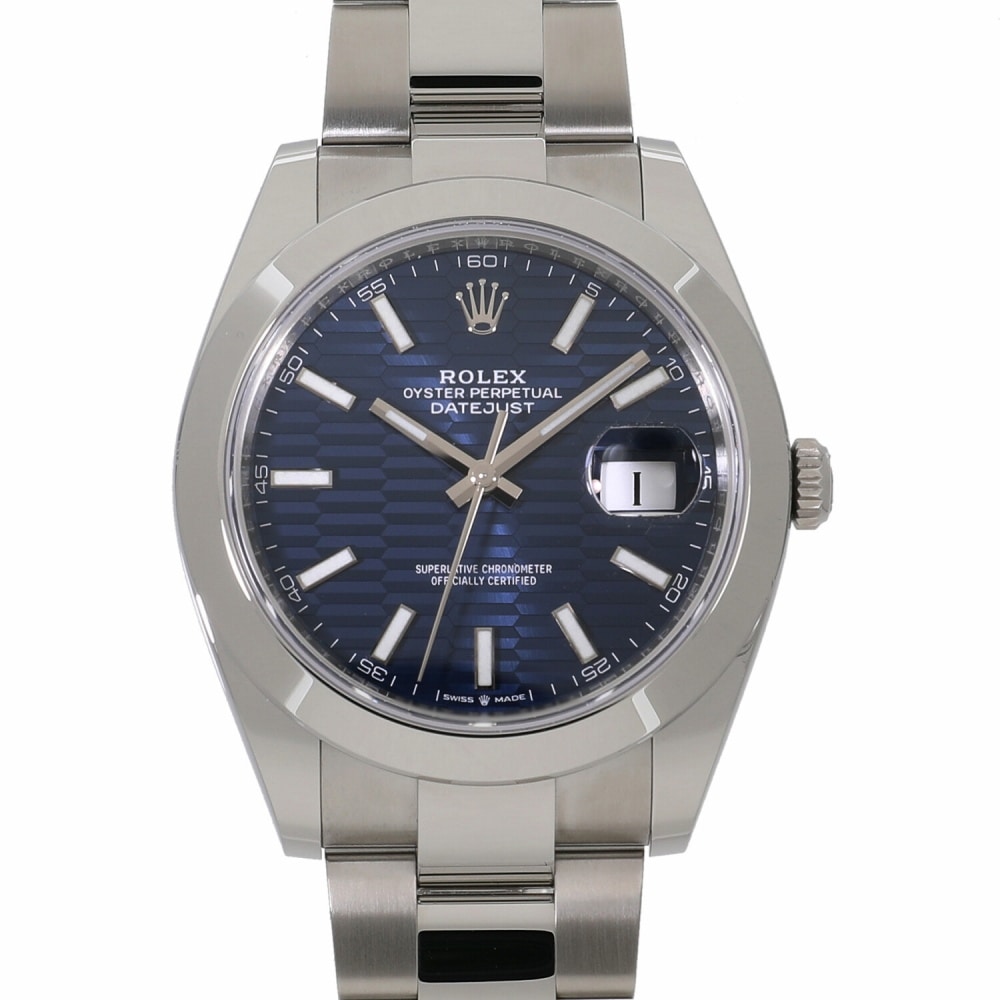 [新品]ロレックス デイトジャスト 41 126300 ブライトブルー フルーテッドモチーフ メンズ
