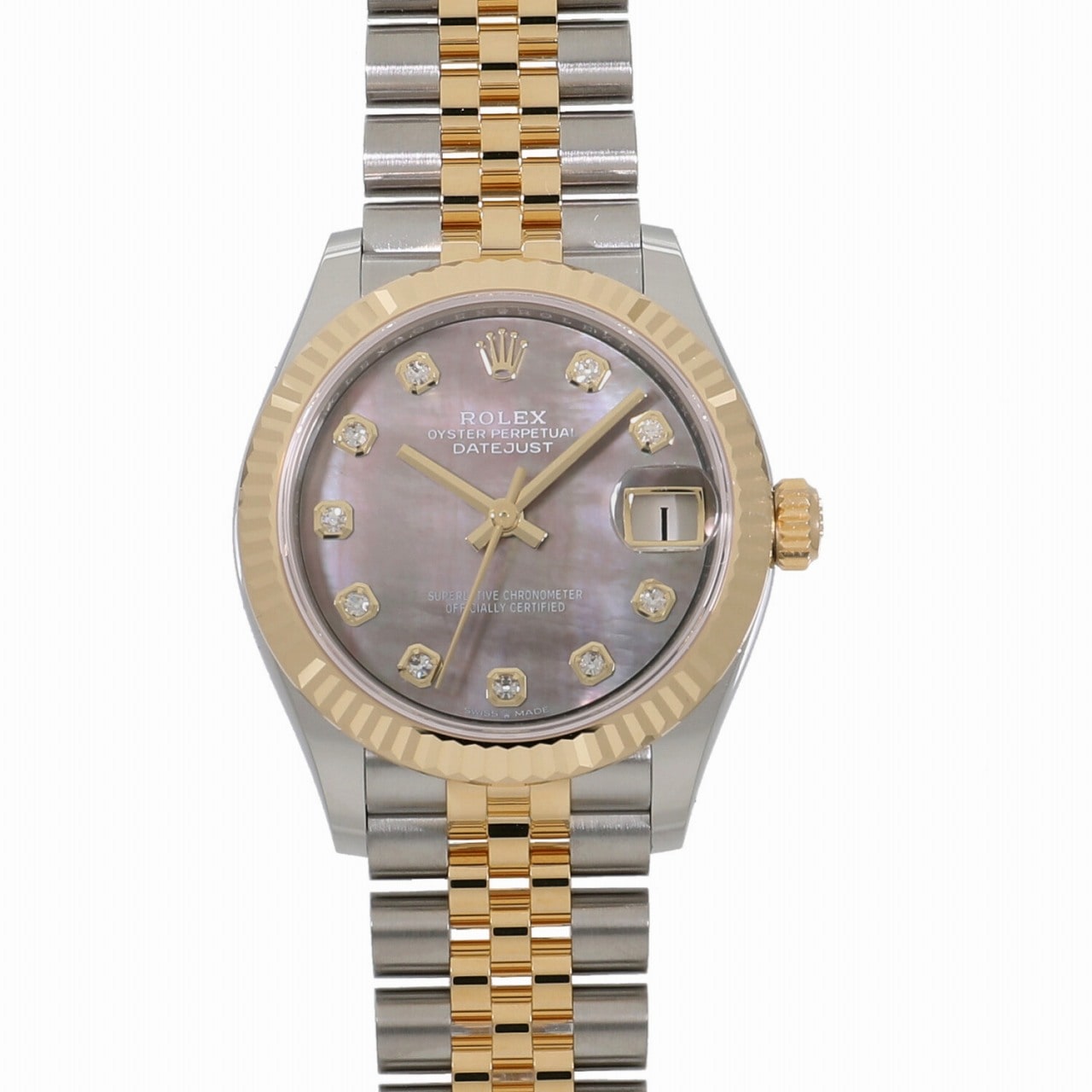 [未使用]ロレックス デイトジャスト 31 278273NG ランダム ブラックシェル×10Pダイヤ ユニセックス