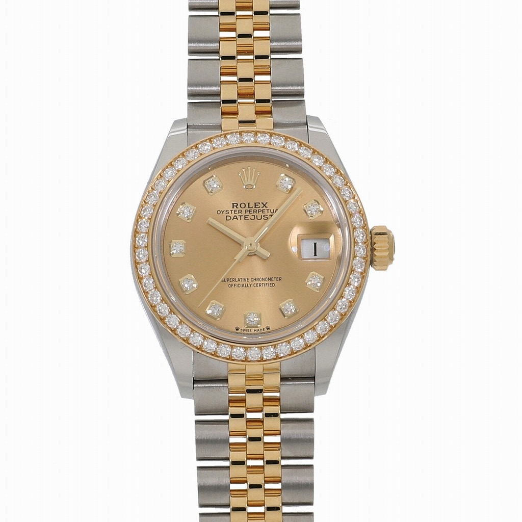 [未使用]ロレックス レディ デイトジャスト 28 279383RBR ランダム シャンパン×10Pダイヤ レディース