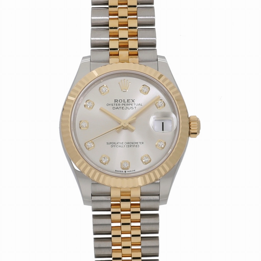 [未使用]ロレックス デイトジャスト31 278273G ランダム シルバー×10Pダイヤ ユニセックス