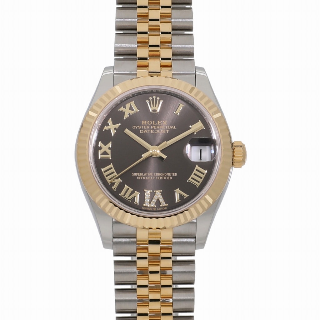 [未使用]ロレックス デイトジャスト31 278273 ランダム ダークグレー×VIダイヤ ユニセックス