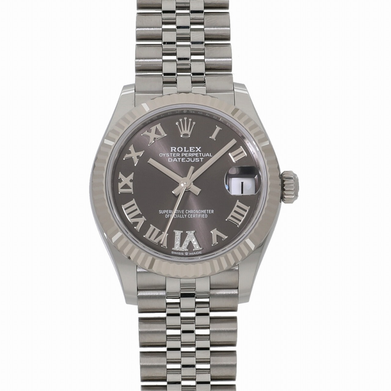 [未使用] ロレックス デイトジャスト 31 278274 ランダム ダークグレー×Ⅵダイヤ ユニセックス
