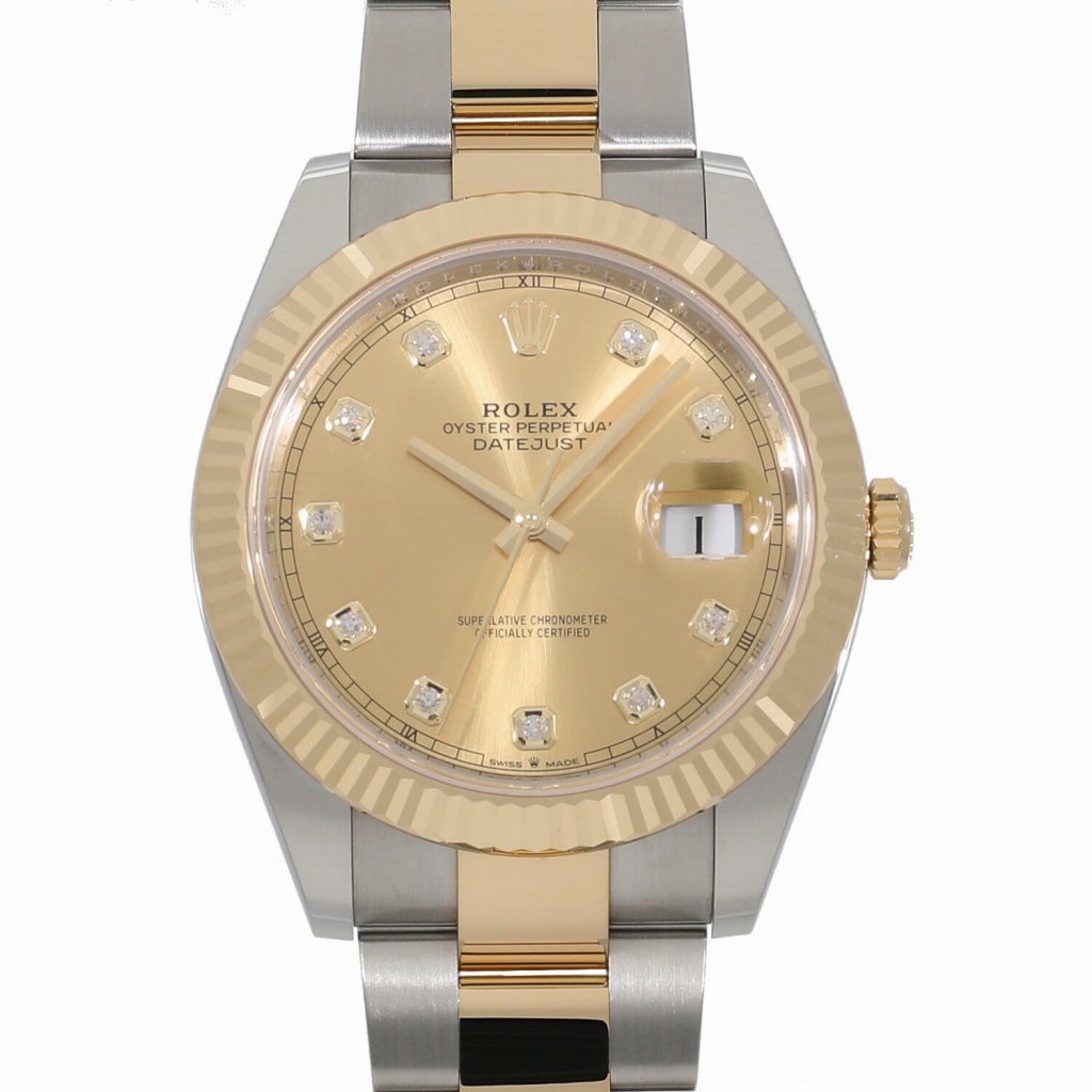 [新品]ロレックス デイトジャスト 41 126333G シャンパン×10Pダイヤモンド メンズ