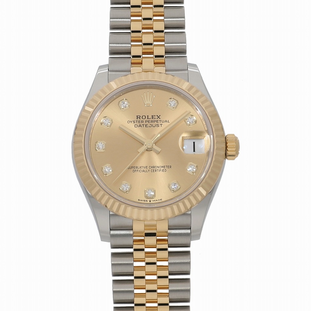 [未使用]ロレックス デイトジャスト31 278273G ランダム シャンパン×10Pダイヤ ユニセックス