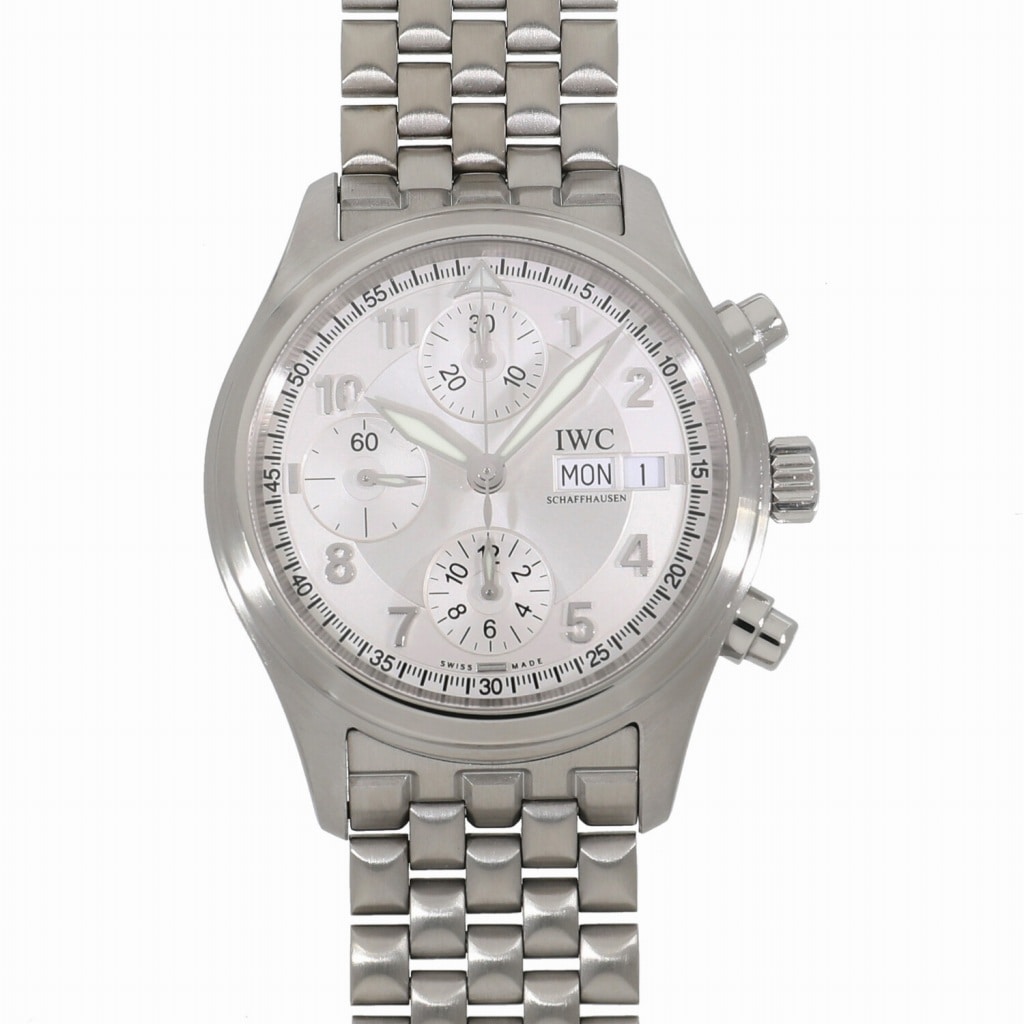 [中古]IWC パイロットウォッチ メカニカル フリーガー クロノグラフ スピットファイア IW370628 シルバー メンズ