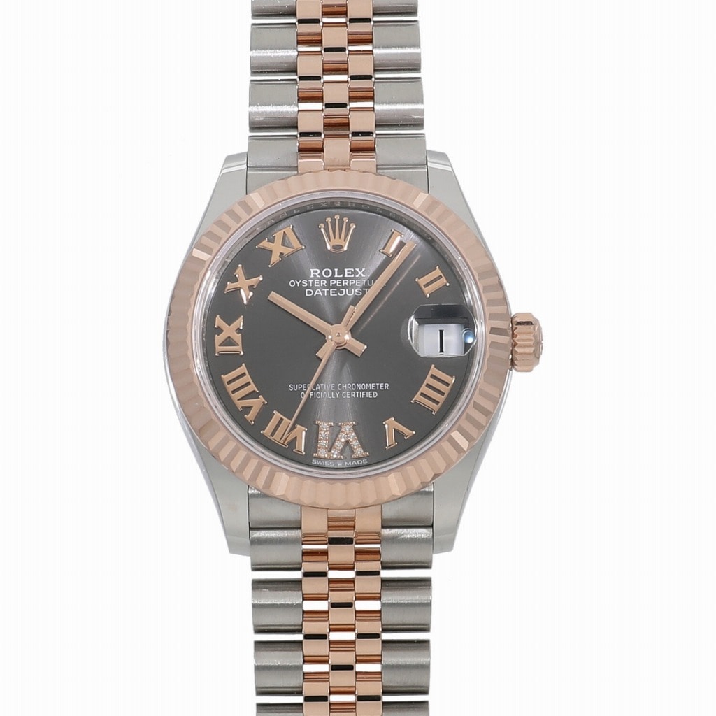 [未使用]ロレックス デイトジャスト 31 278271 ランダム スレートローマ×VIダイヤ ユニセックス